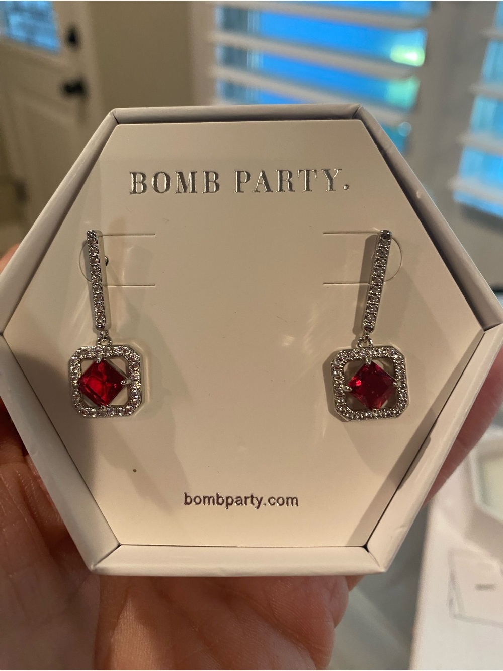 Bomb Party Lab Created Ruby, Rhodium Plated NWT! MSRP $88